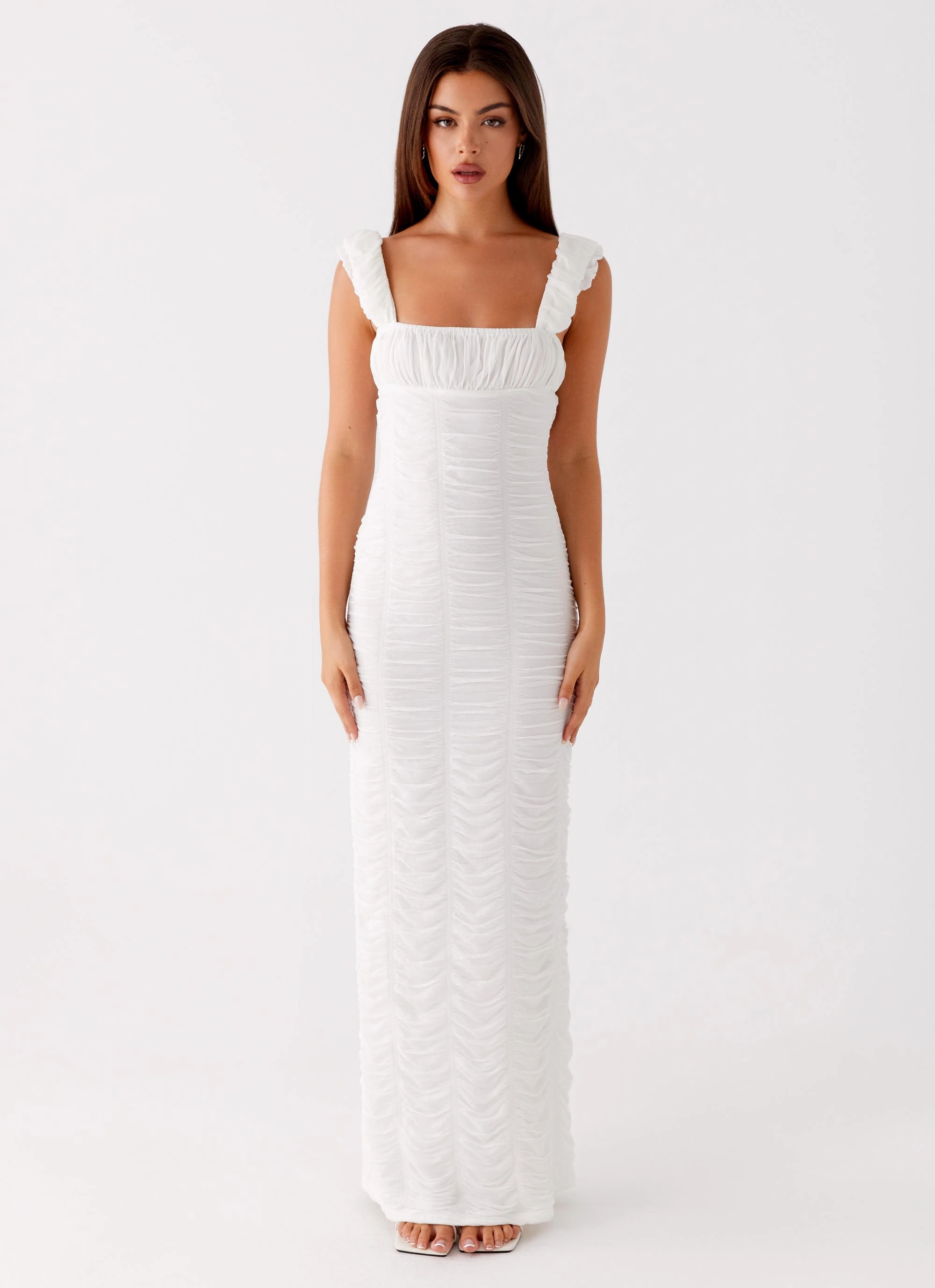 Business casual Slim Form Senses Midi Dress - White