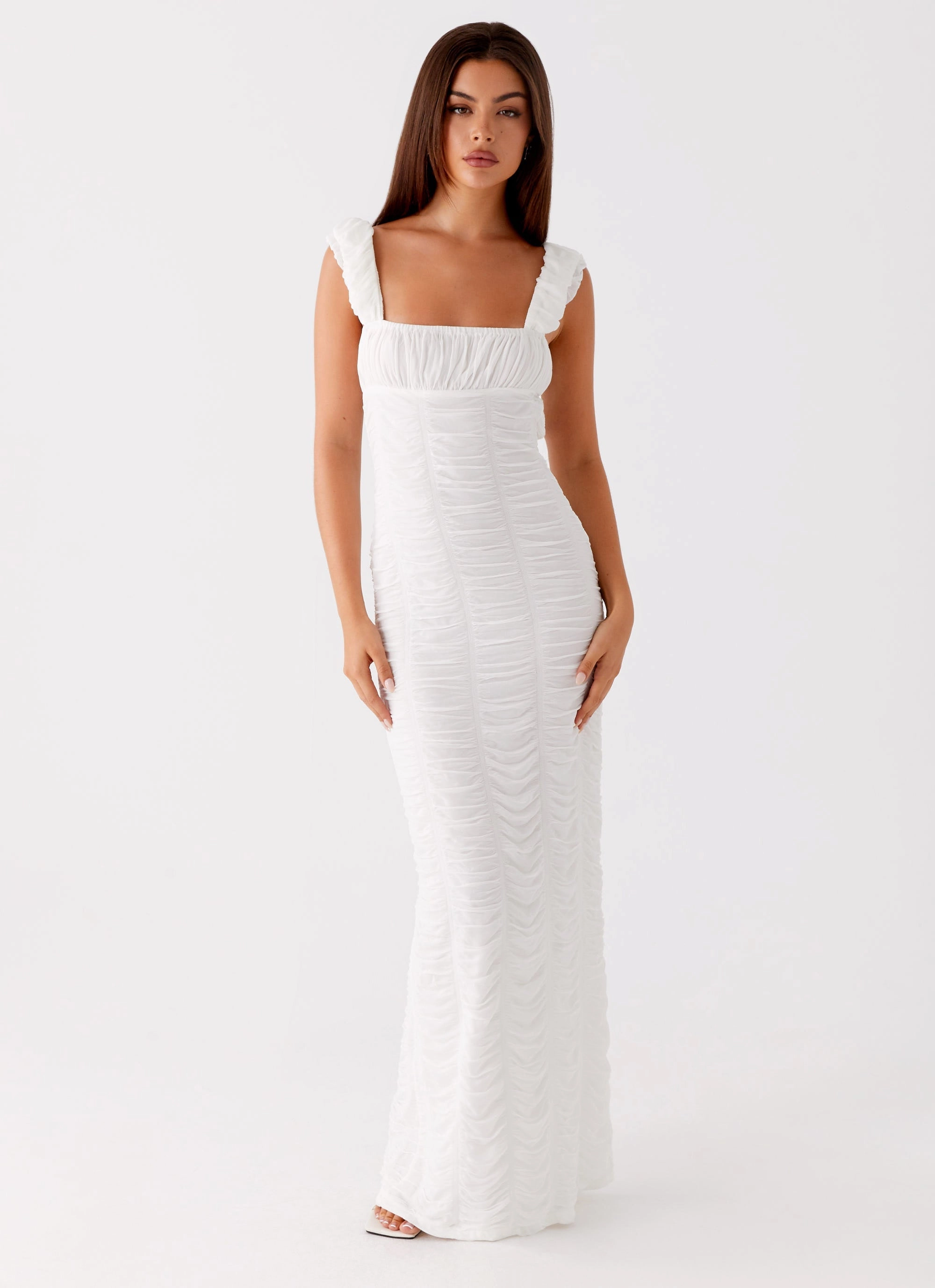 Senses Midi Dress - White Comfortable Design Easy Wrap