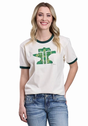 birthday celebration Moisture Management Tech Tin Haul Womens Green Succulents Anvil Logo Natural 100% Cotton S/S T-Shirt