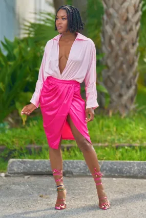 Shantina Lux Color Block Skirt Set-Pink Simple Form