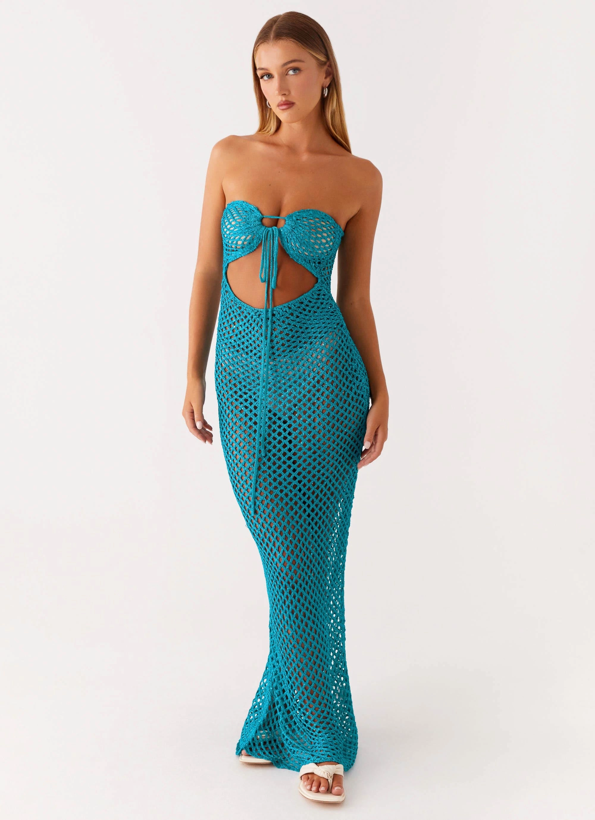 Day Magic Sun Kissed Crochet Maxi Dress - Blue