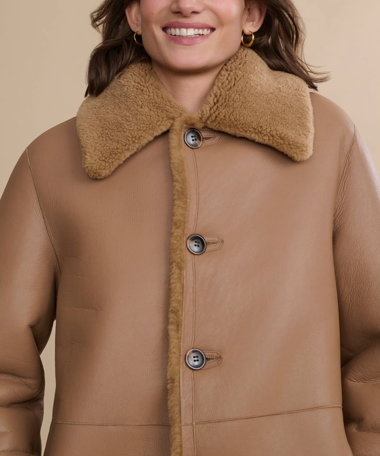 Shearling Aurora Coat Comfort Cushion Neckline Comfortable Look