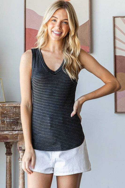 Soft Material SHELLY STRIPE CASUAL TANK TOP S-XL
