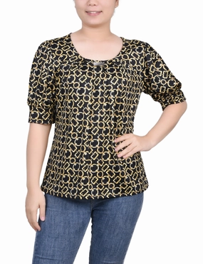 Short Sleeve Balloon Sleeve Top Formal Tank Double Needle Hemming