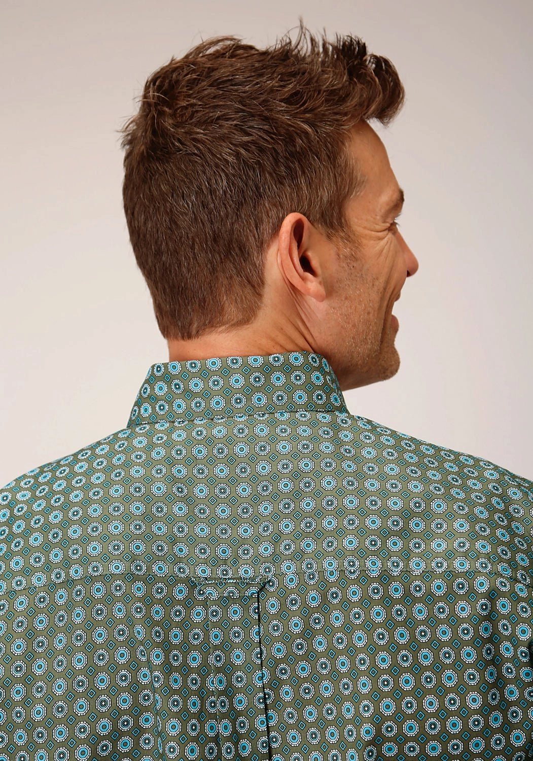 Abrasion Resistant Edges Twill Weave Roper Mens Olive Foulard Green 100% Cotton S/S Shirt