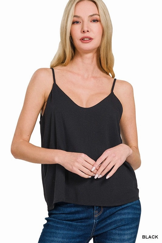 AbrasionResistant Finish Lucy 2 Layered Rayon Slub Woven Cropped Camisole