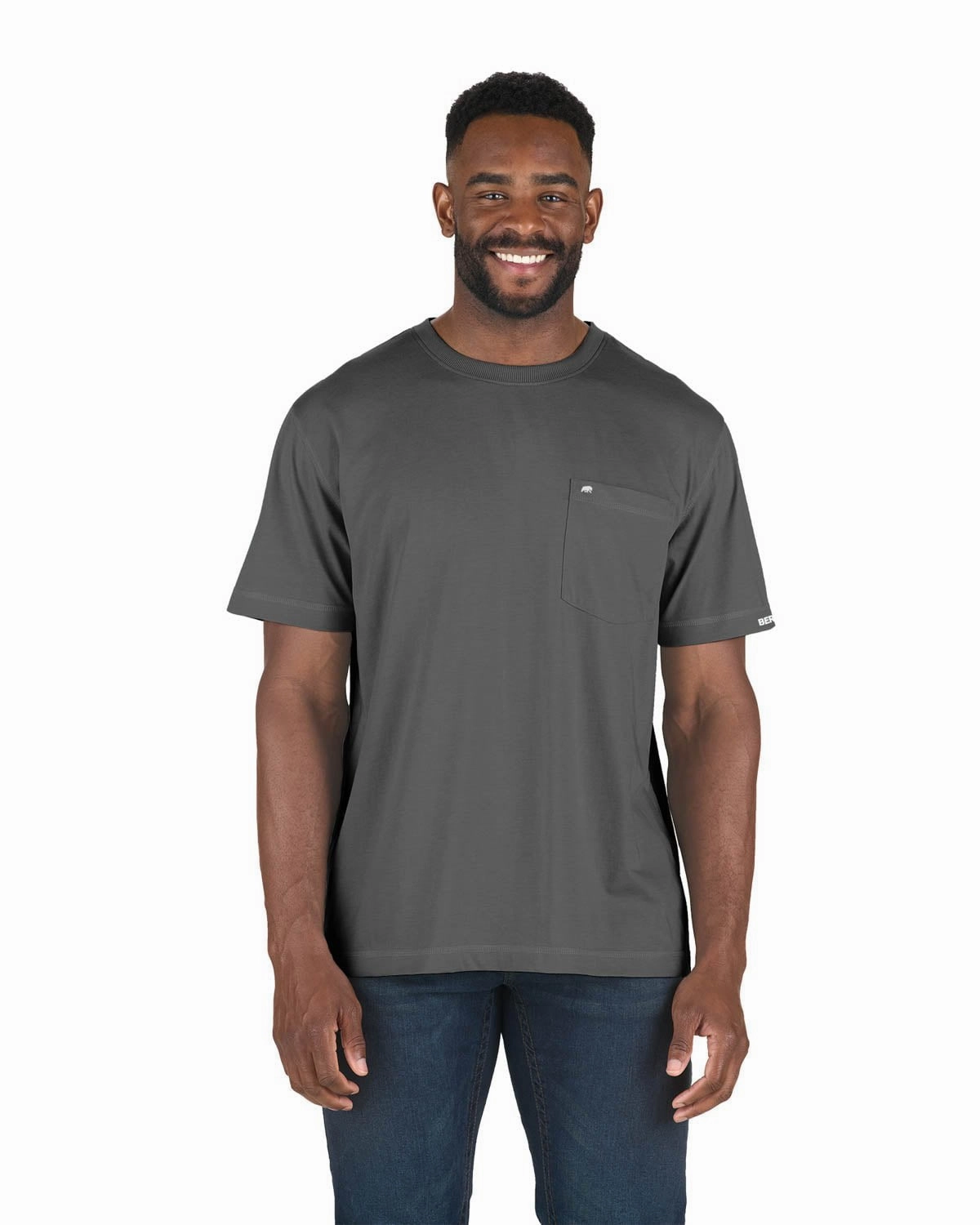 Berne Mens Slate Cotton Blend Light Performance Tee S/S Corporate Event Rugged Style