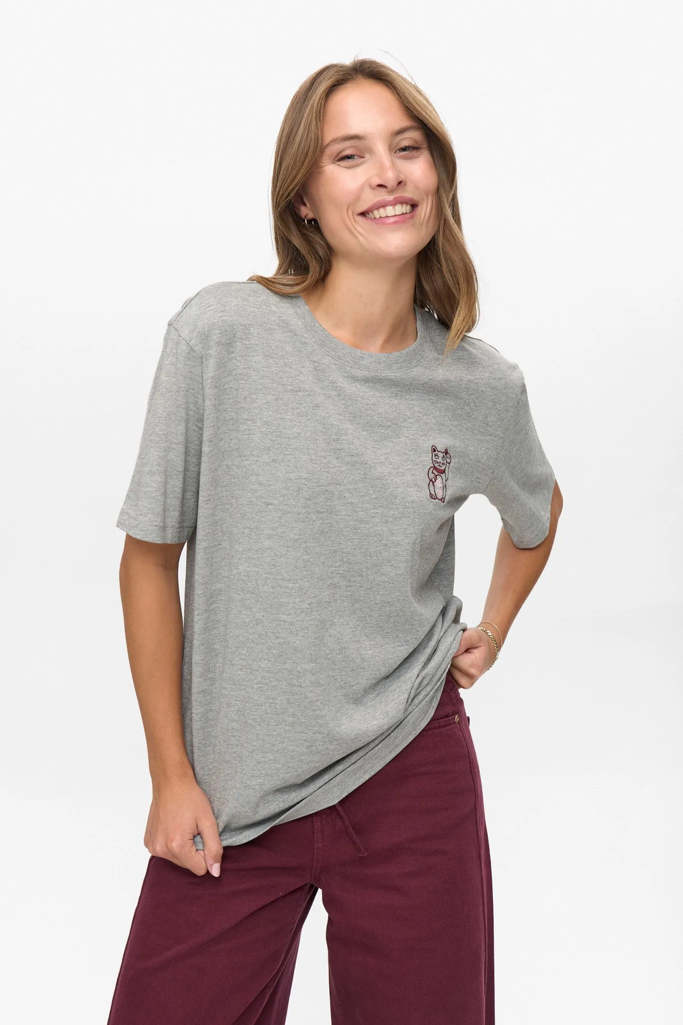 NUPREMA OVERSIZE TEE  - Medium Grey mel Cozy Blouse Quick-Dry