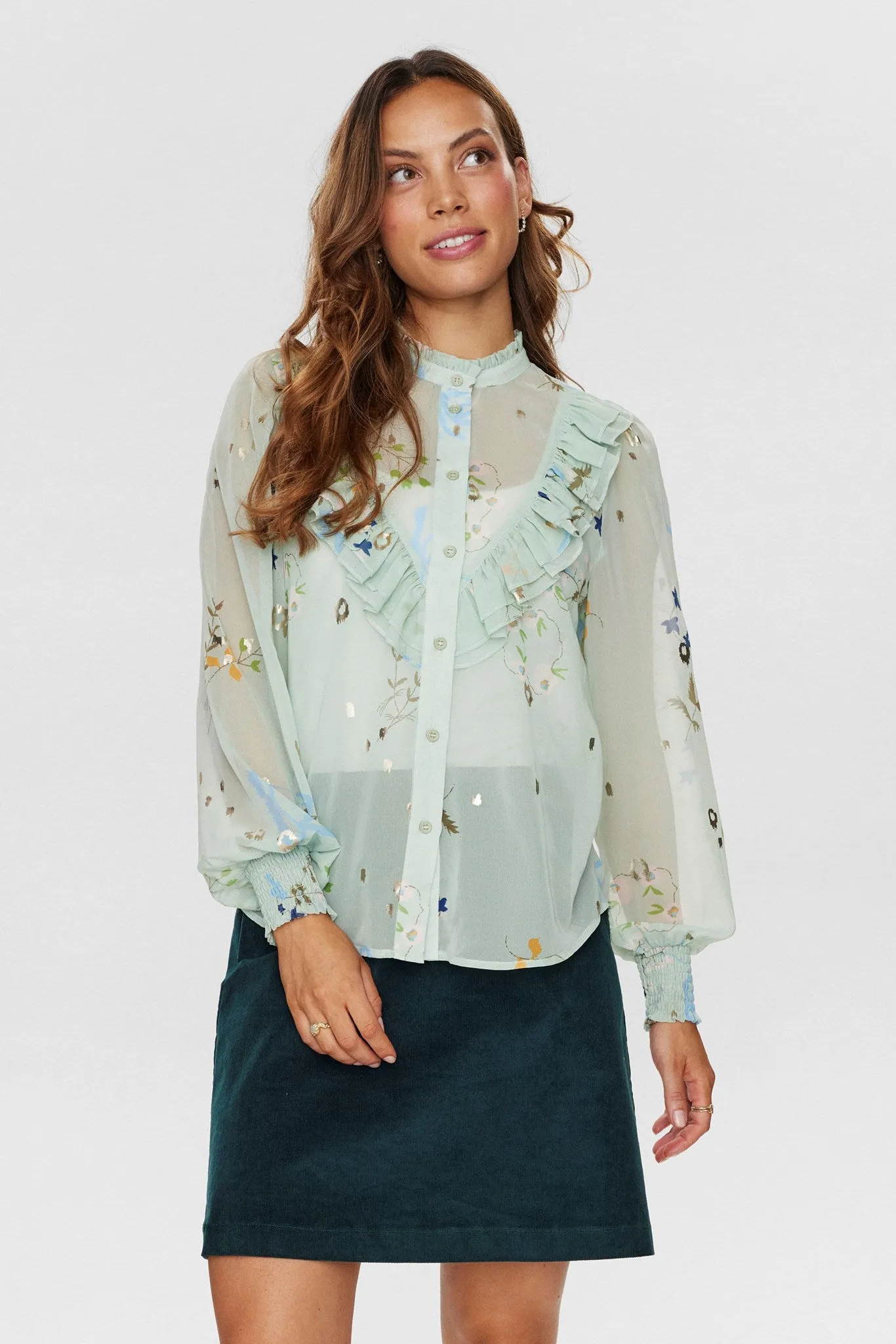 NUKYNDALL SHIRT - Sea Foam Summer Dress StretchFit