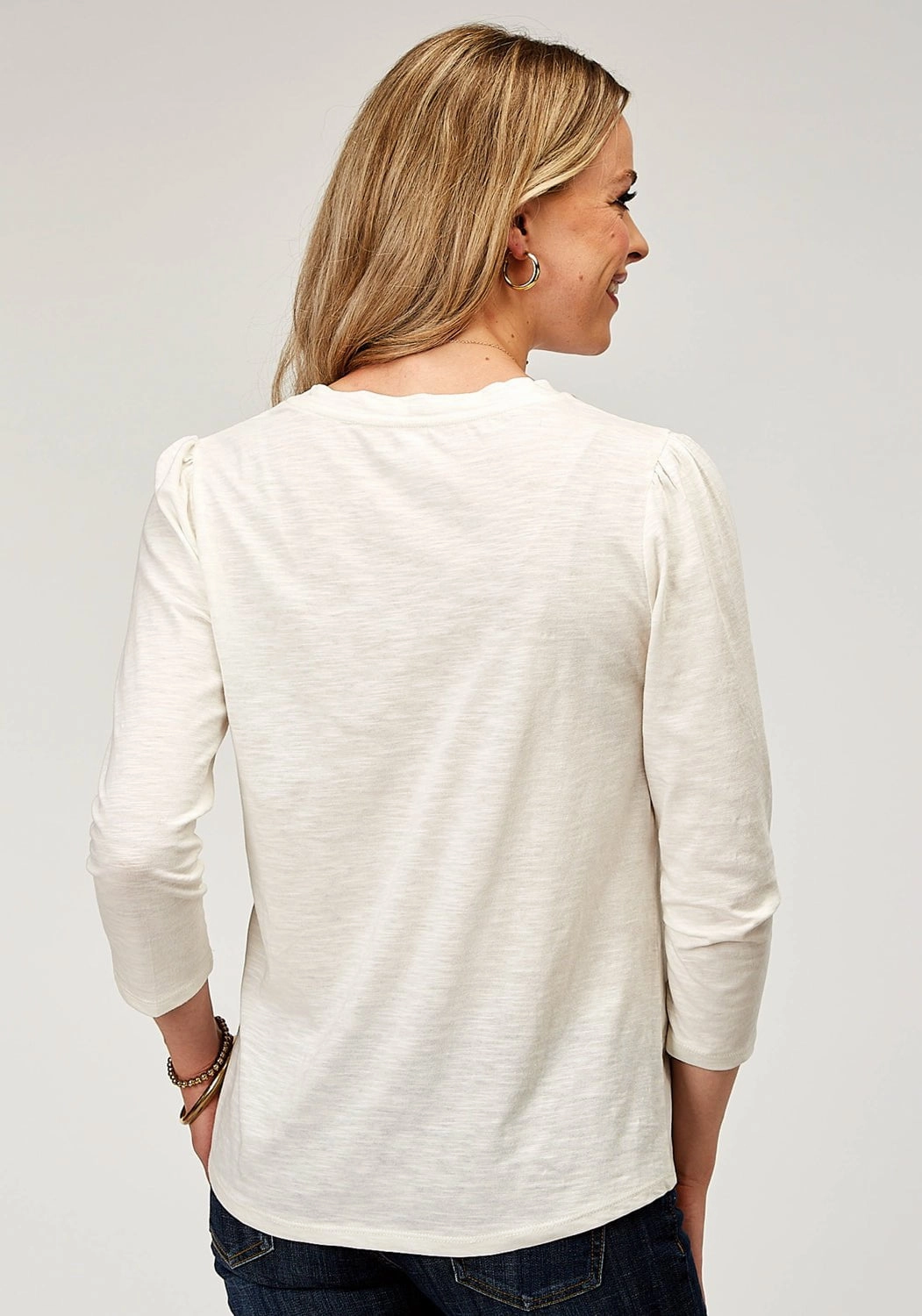 Trendy Look Youthful Vibe Roper Womens Embroidered Yokes Cream 100% Cotton S/S Tunic