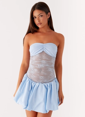 Refined Style Feminine Structure Safina Bubble Mini Dress - Blue