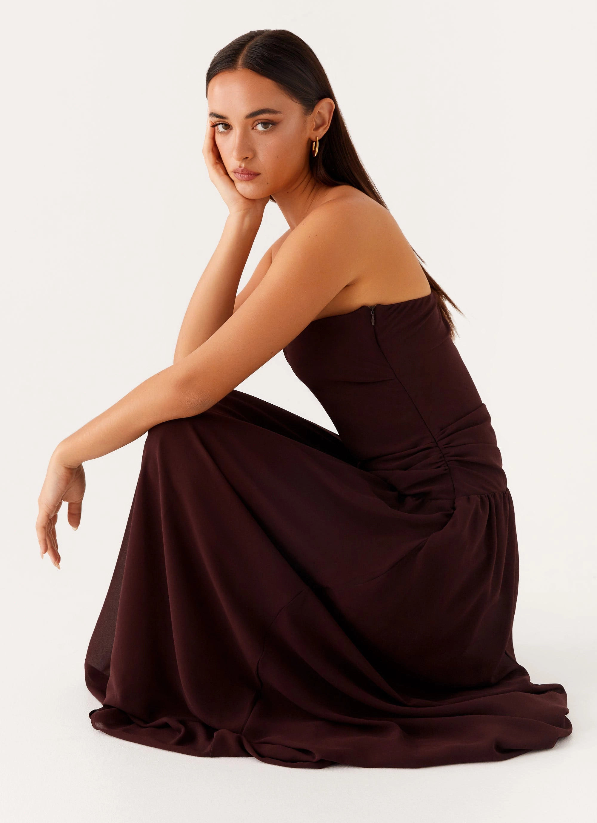 Covia Strapless Maxi Dress - Dark Chocolate Trendy Wearable understated look