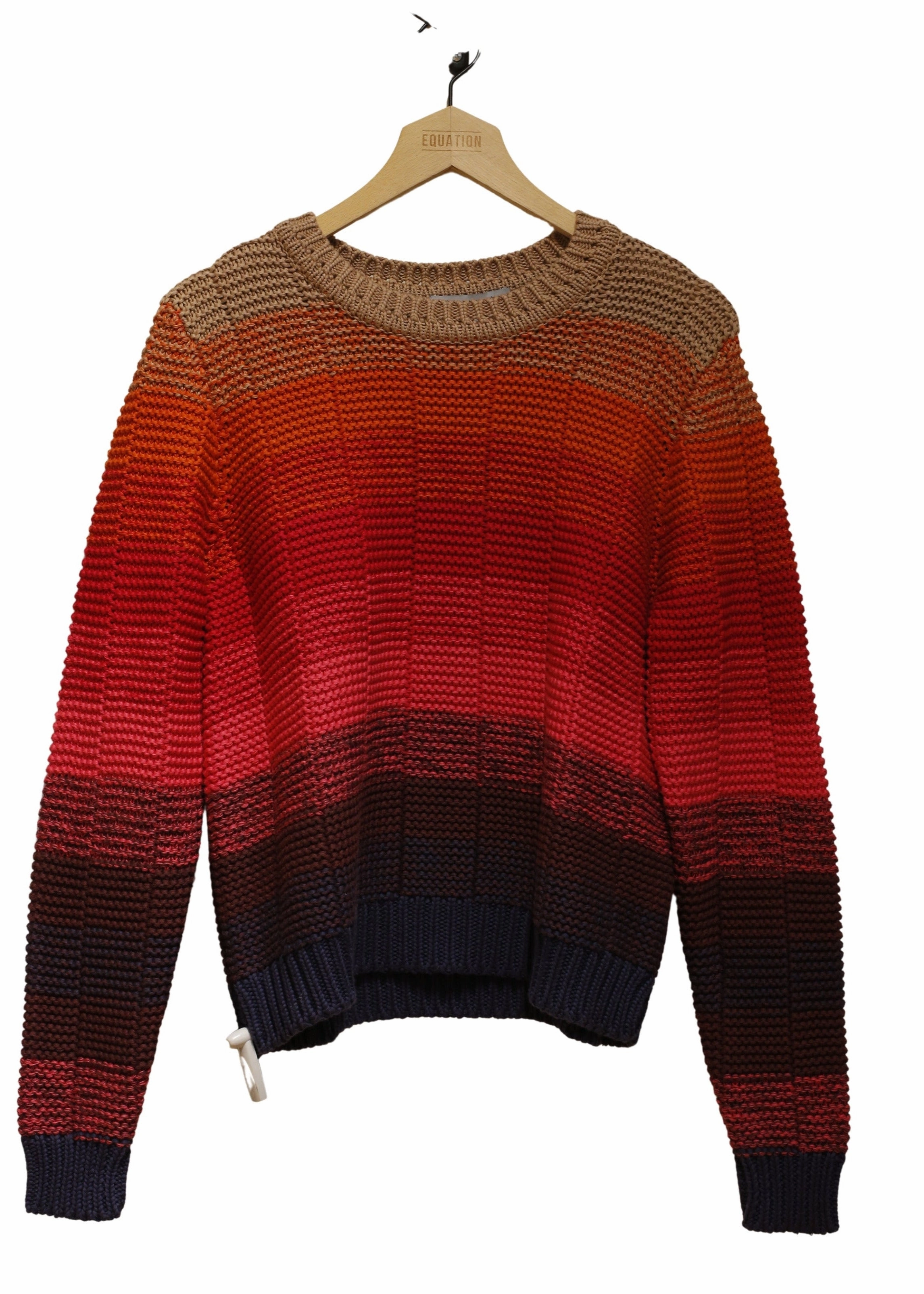 Casual Wear OdorResistant Fabric Autumn Cashmere Ombre Stripe Cotton Crew Neck Wild Plum