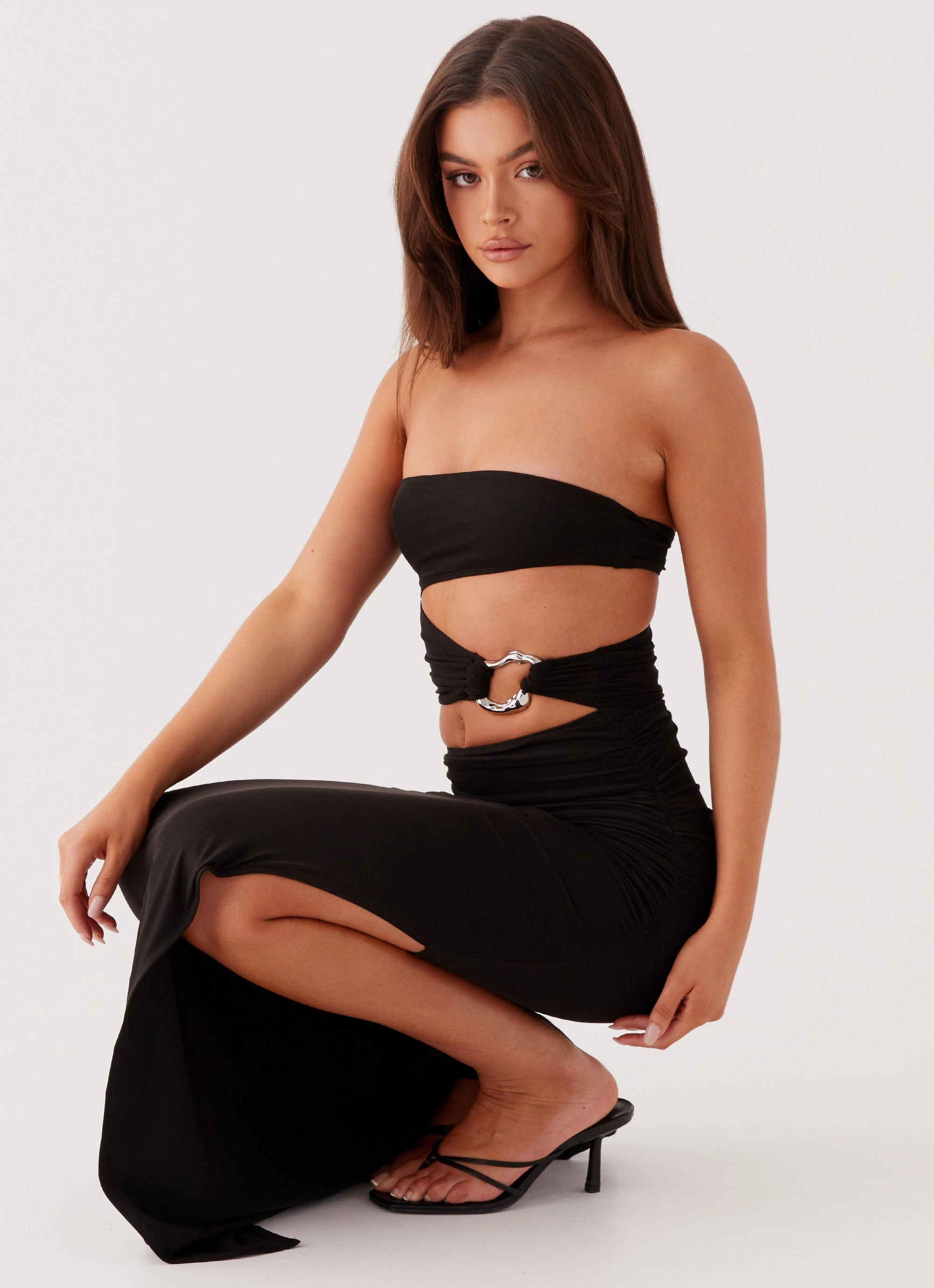 Refined Style Into Pieces Mesh Maxi Dress - Black