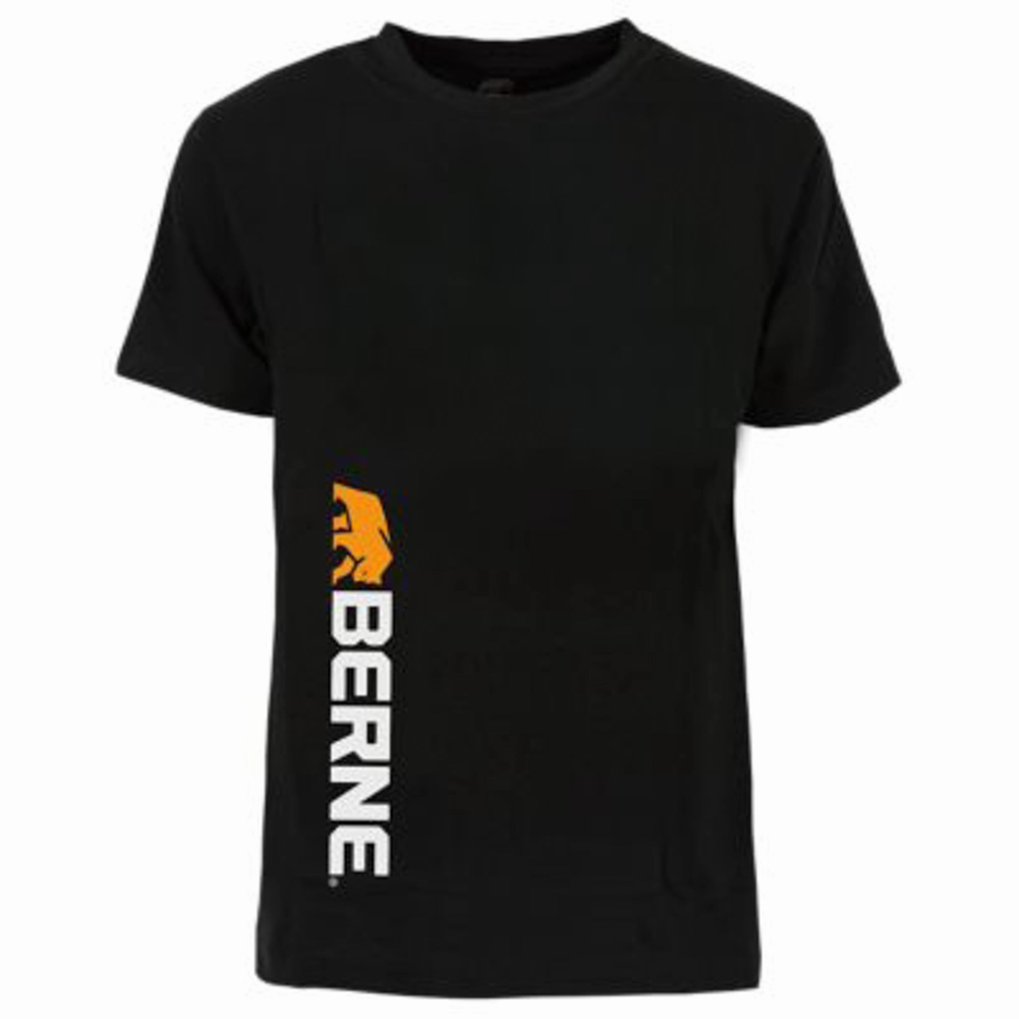 Berne Mens Black 100% Cotton Vertical Logo Tee S/S Easy Styling
