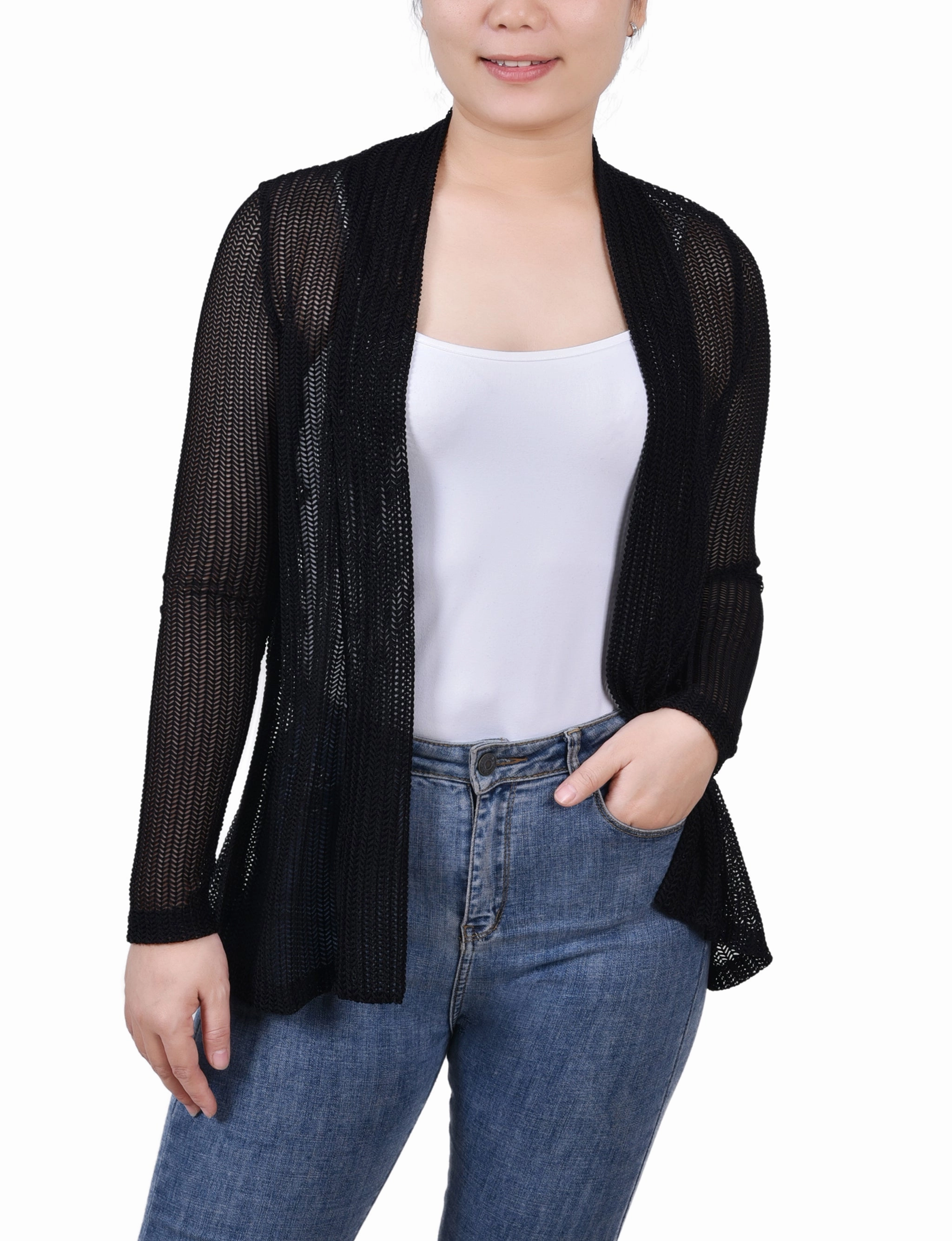 Open Knit Cardigan Smooth Stitching