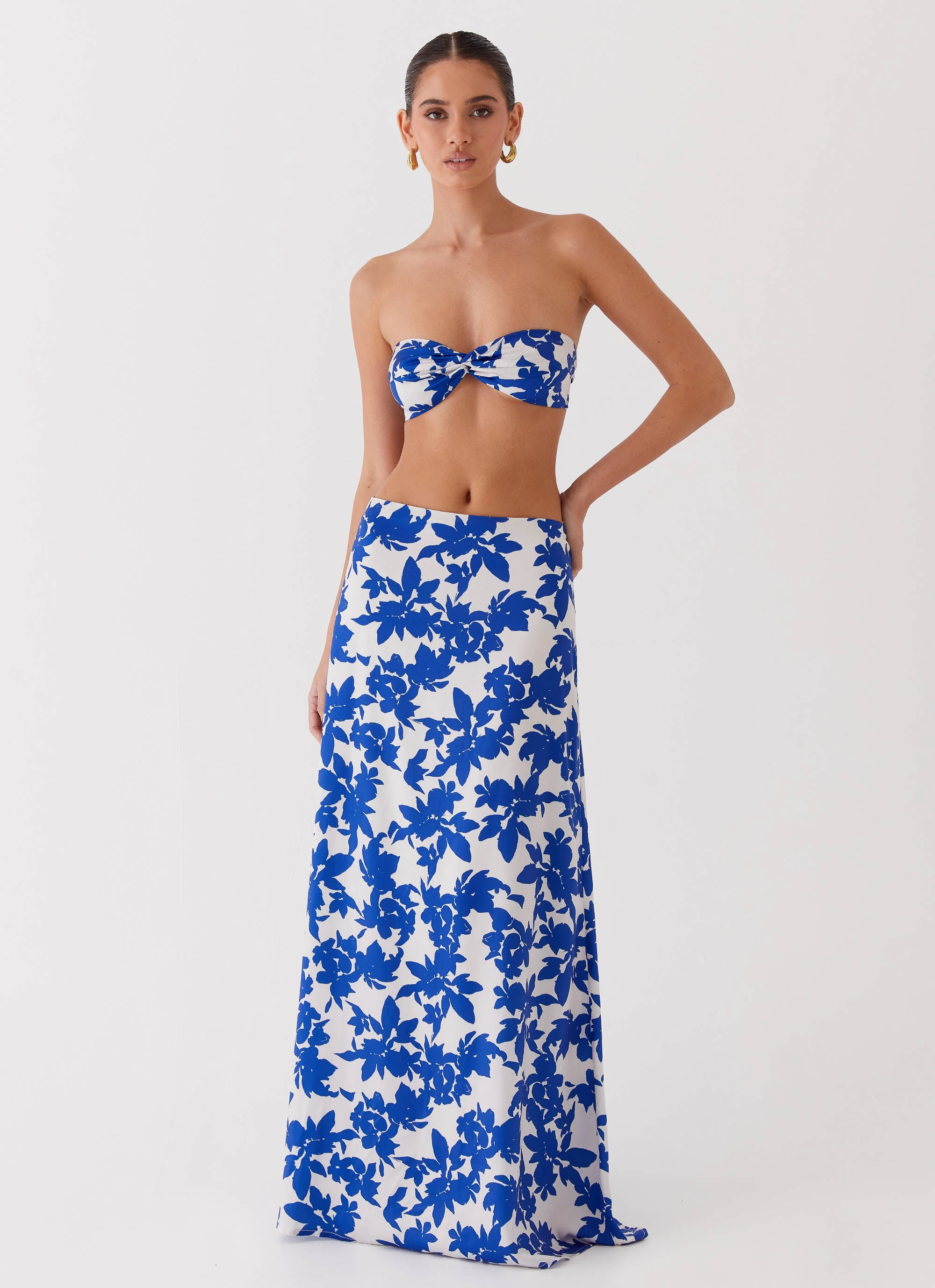 HiddenPocket anti static coating Sky Gaze Twist Top - Blue Floral