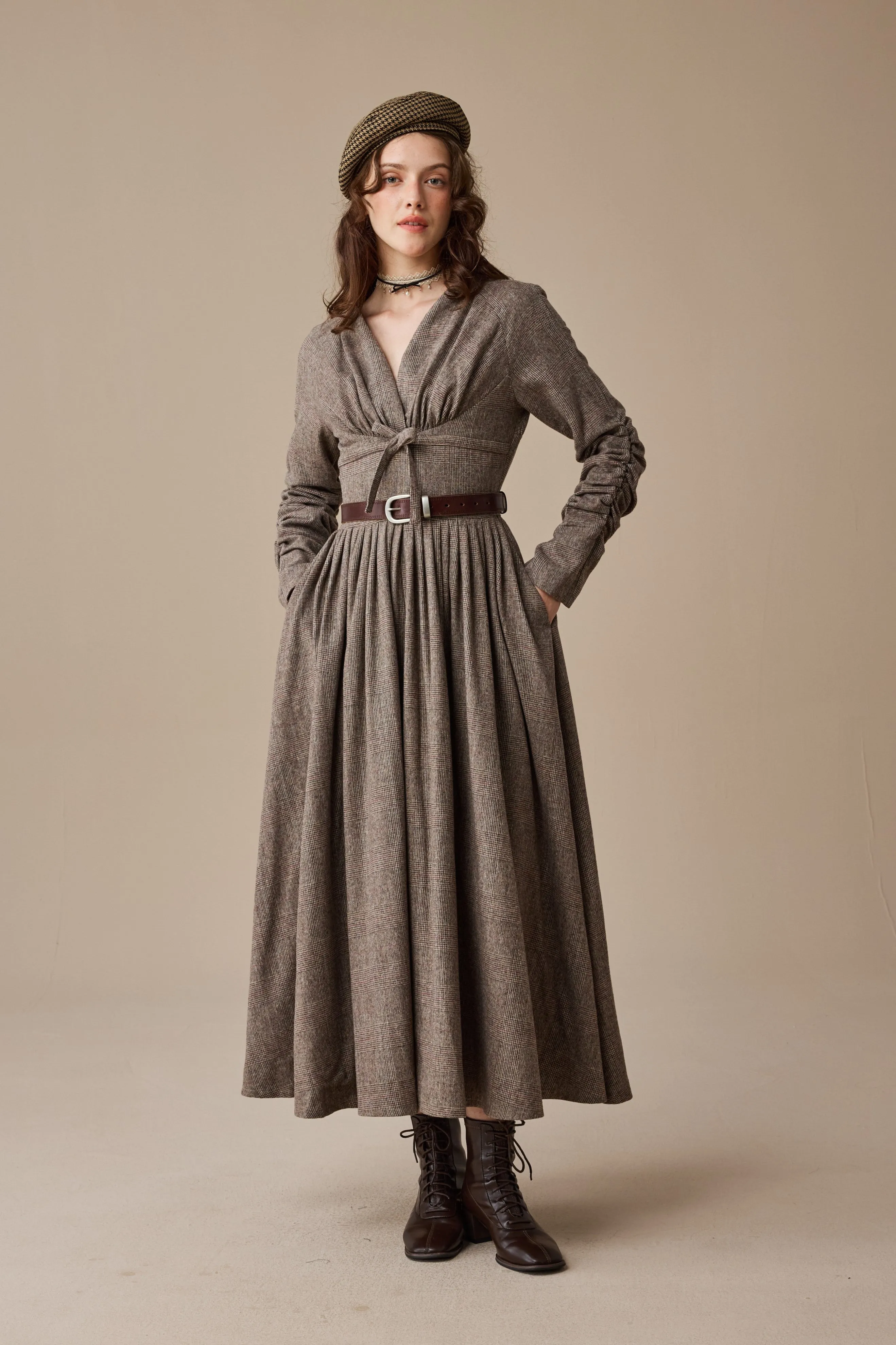 Elegant Look Bette 24 |Gingham 100% Wool Dress