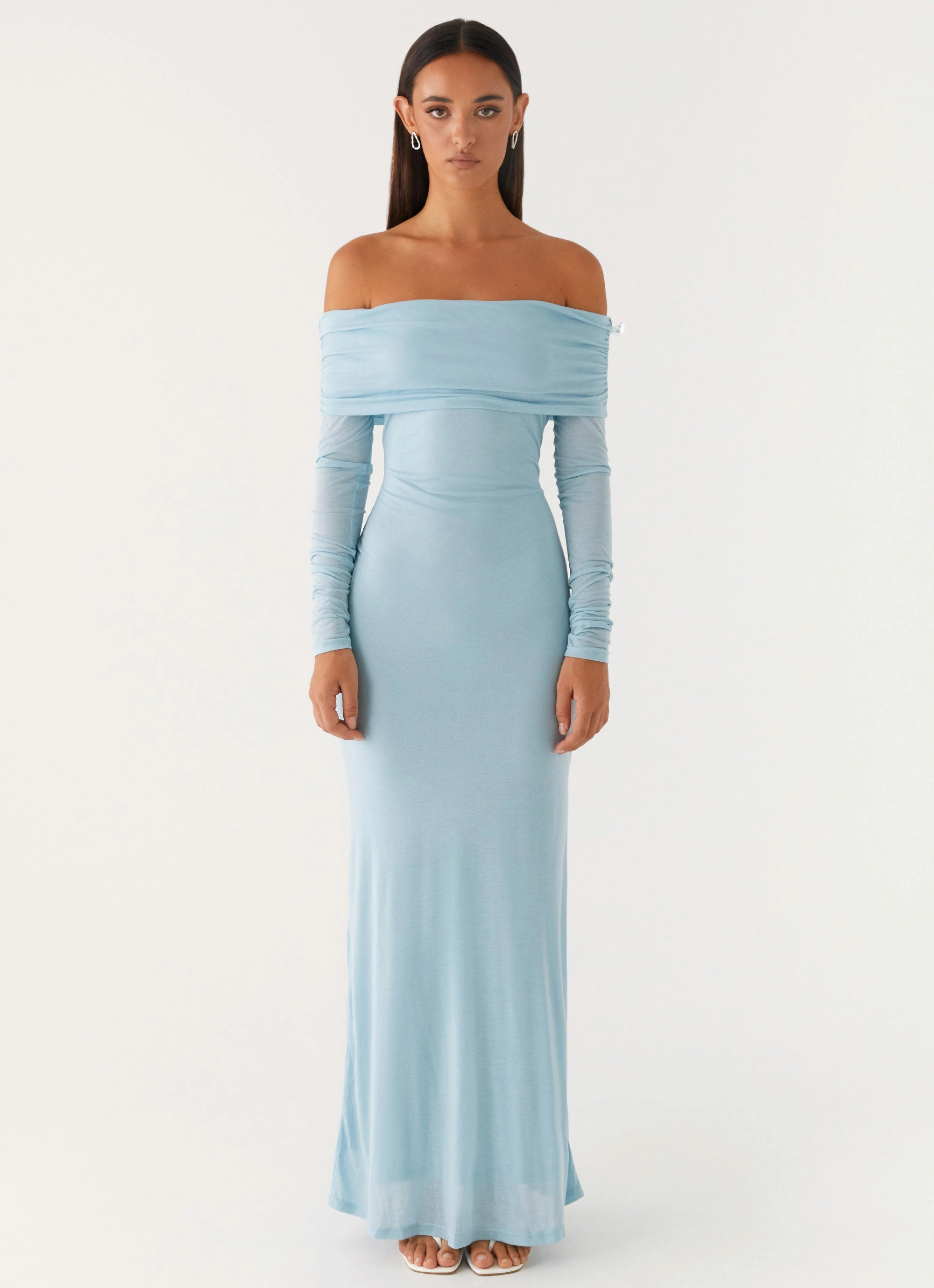 Bride Friend Cocoa Long Sleeve Maxi Dress - Blue