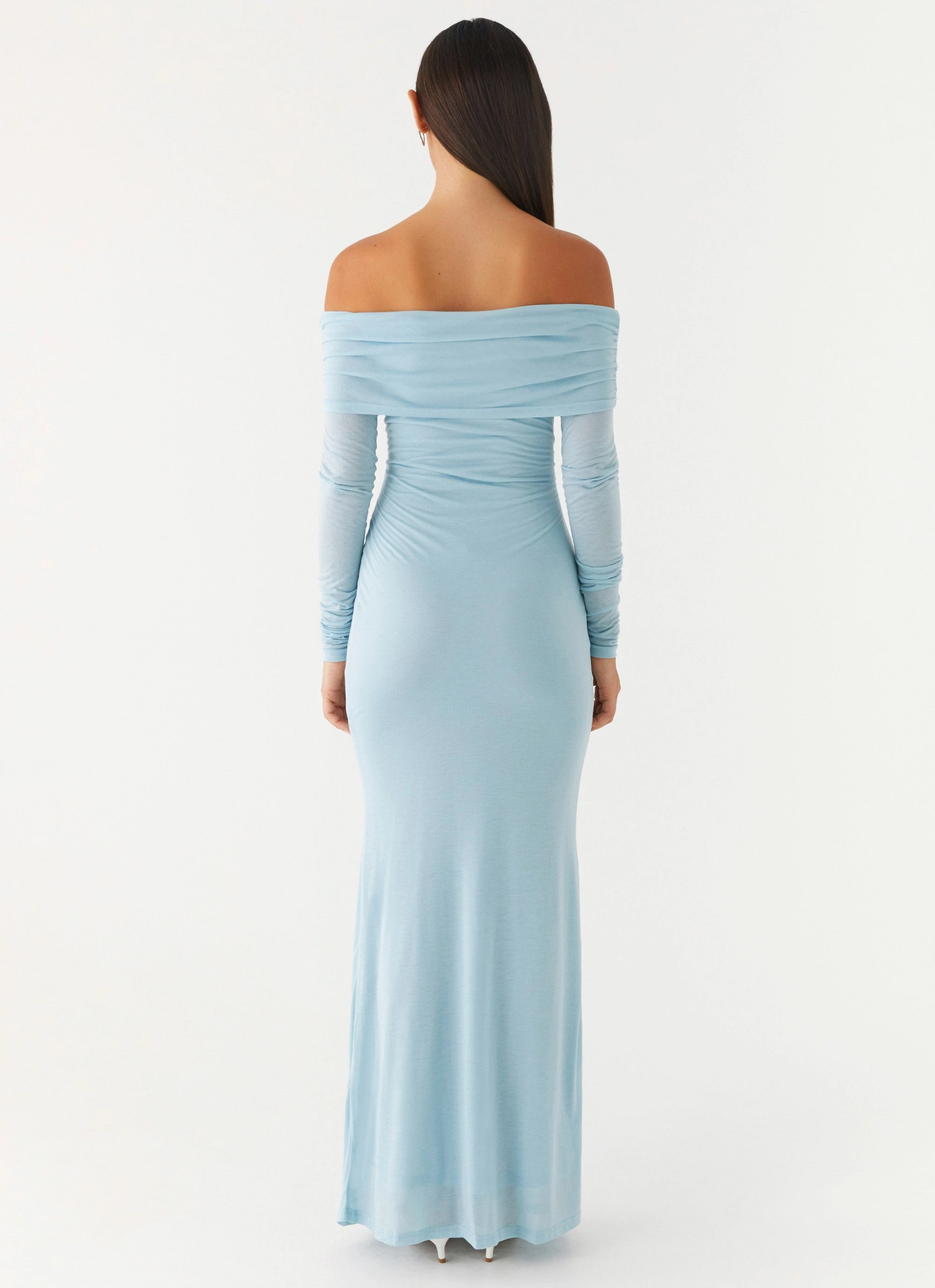 Sophisticated Design Minimalist Layering Cocoa Long Sleeve Maxi Dress - Blue