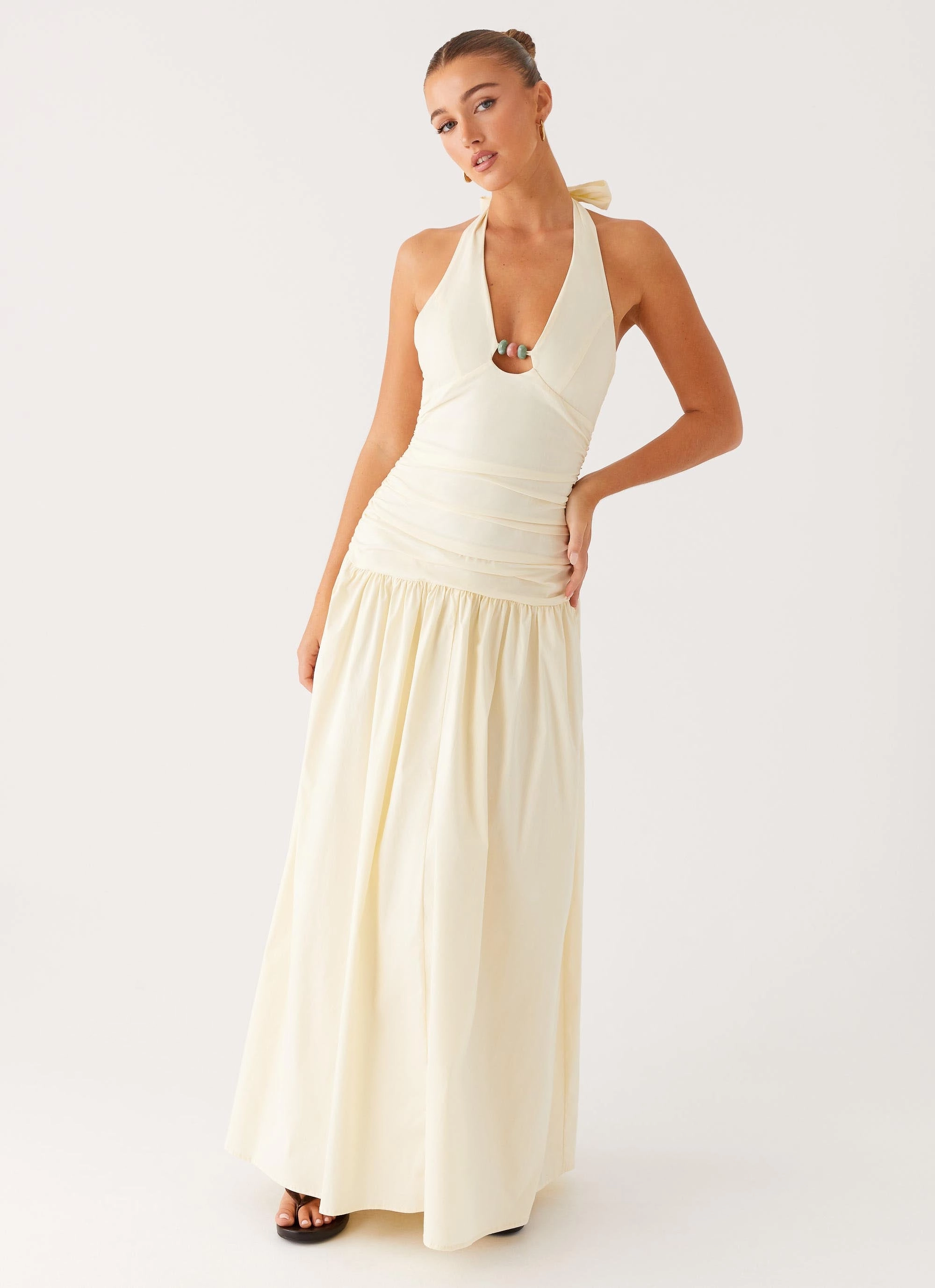 Flower Soft Go To Wear Val Maxi Dress - Lemon