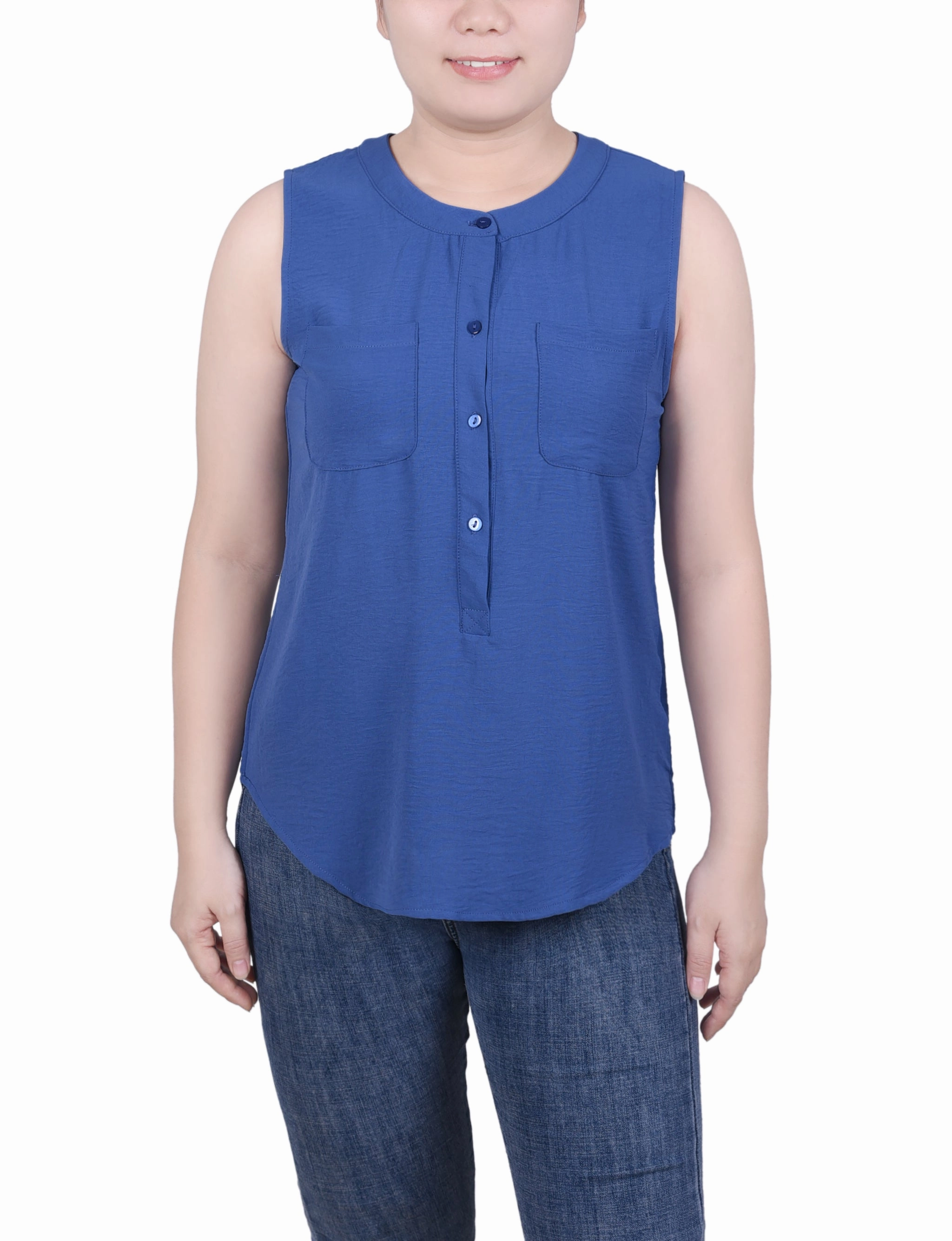 Sleeveless Air Flow Blouse VentilatedMeshPaneling SubtleTexture