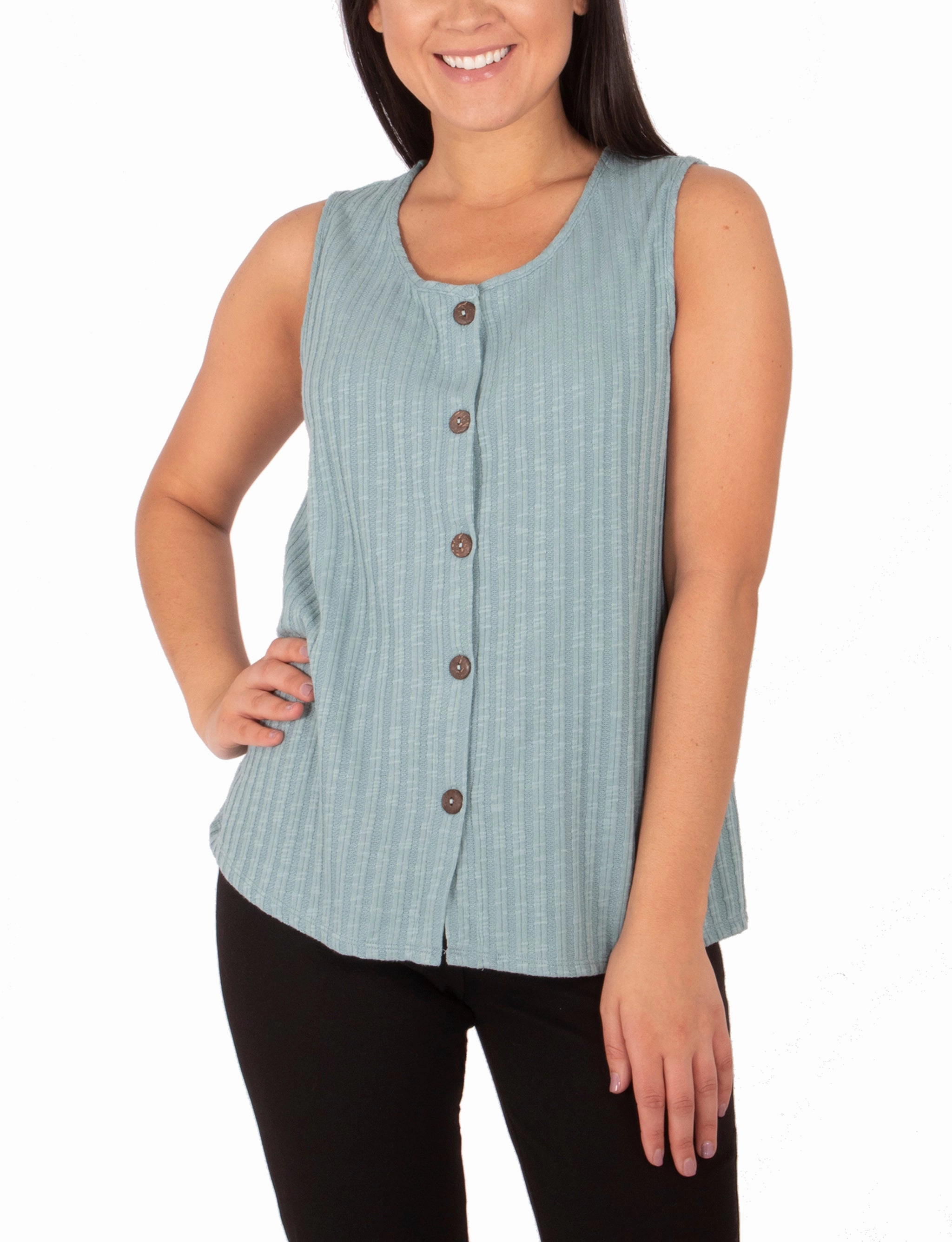 AntiOdorTreatment Sleeveless Button Front Top