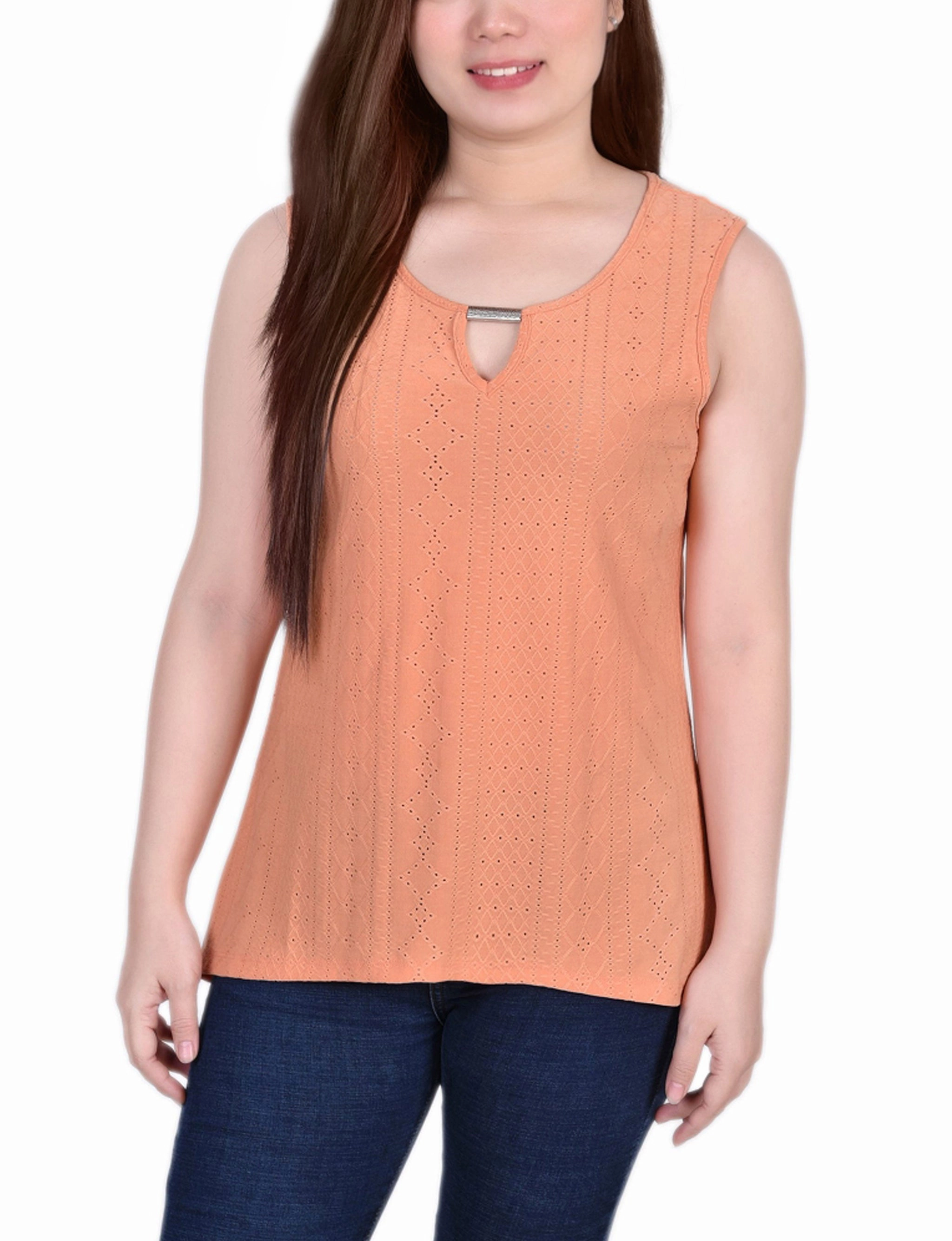 Sleeveless Knit Eyelet Top With Hardware Athletic Wear