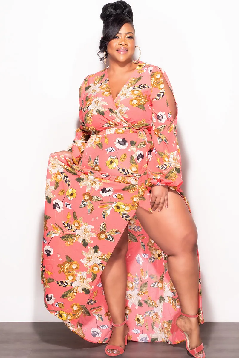 Stretch waistband Quick Fit Final Sale Plus Size Dress in Floral Print