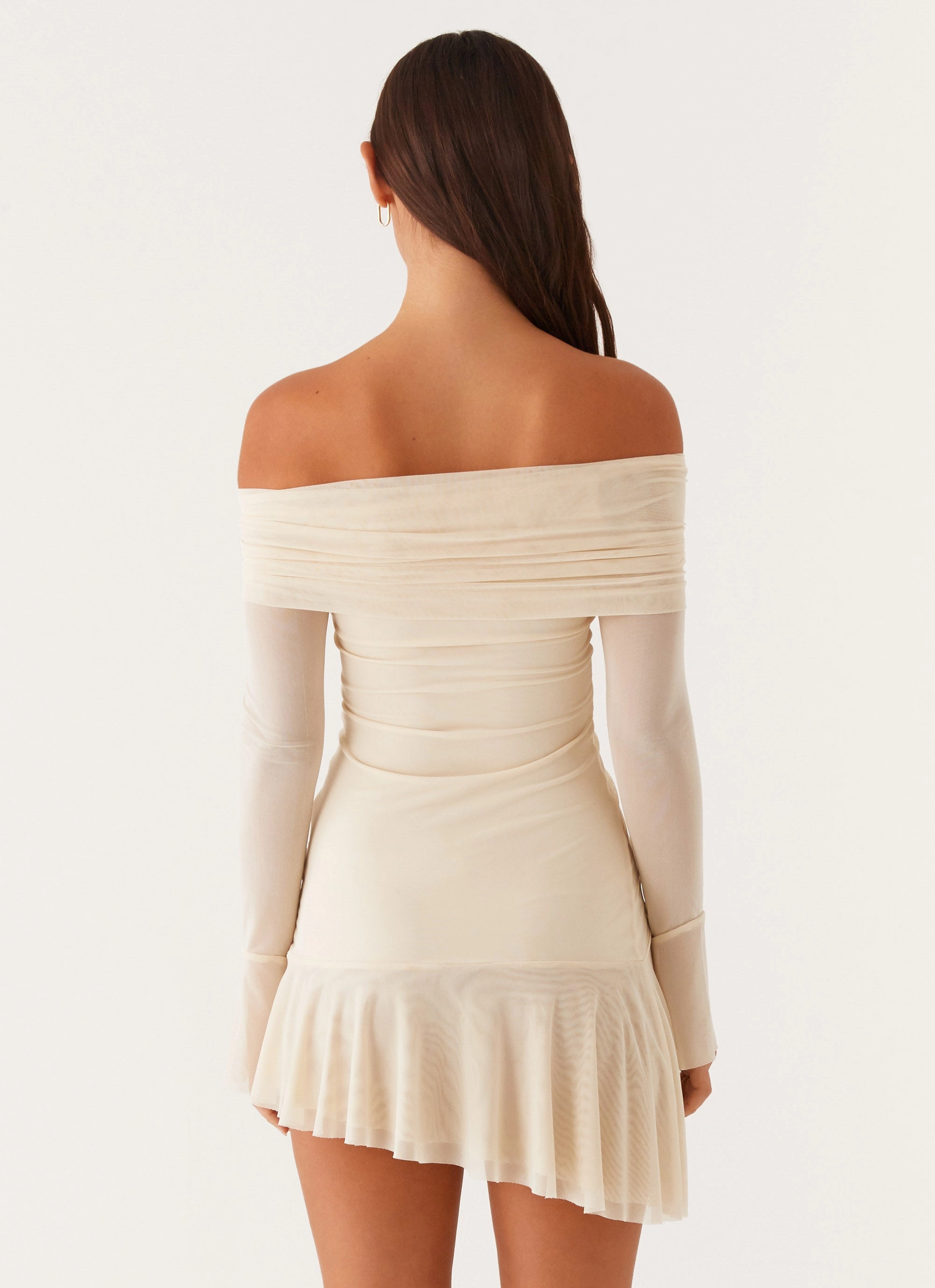 Refined Aesthetic Ellis Ruched Mini Dress - Pastel Yellow