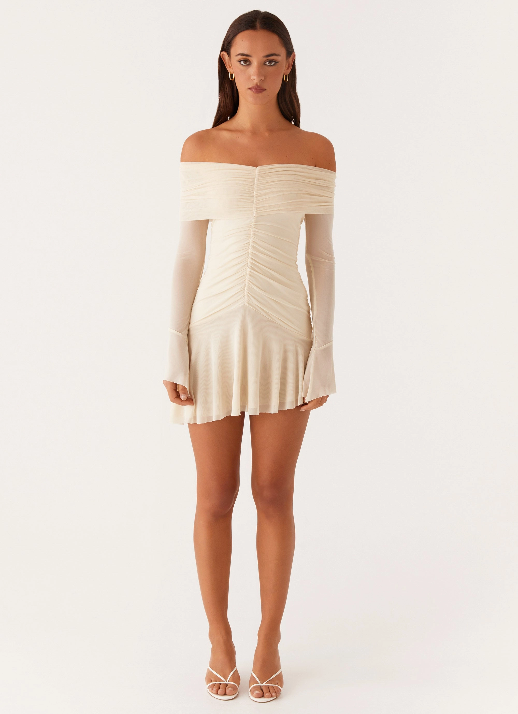 Ellis Ruched Mini Dress - Pastel Yellow Smooth Curve Pure Motion