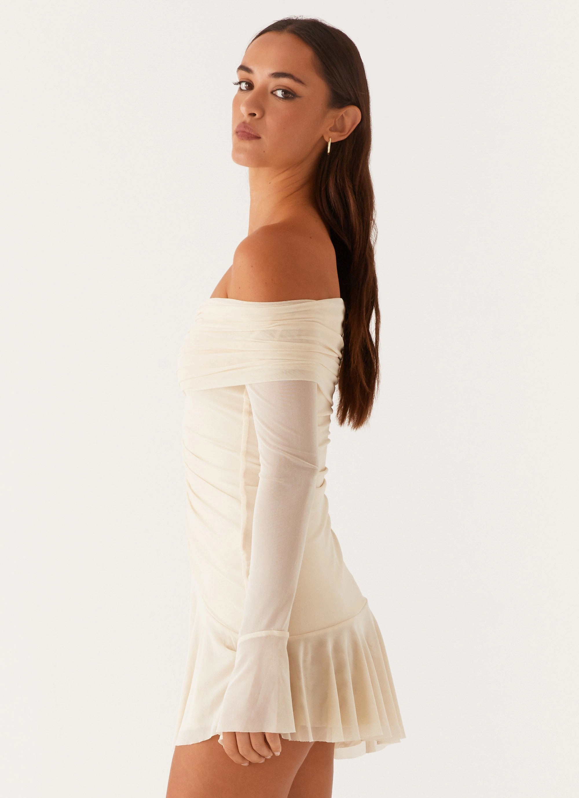 Ellis Ruched Mini Dress - Pastel Yellow Balanced Shape Mid Season