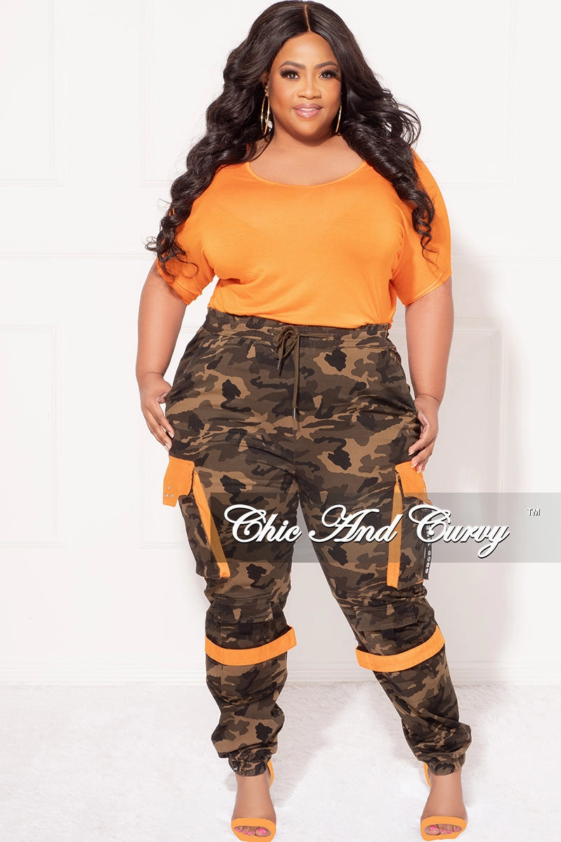 Final Sale Plus Size Top With Cut Outs On Back in Orange Lightweight