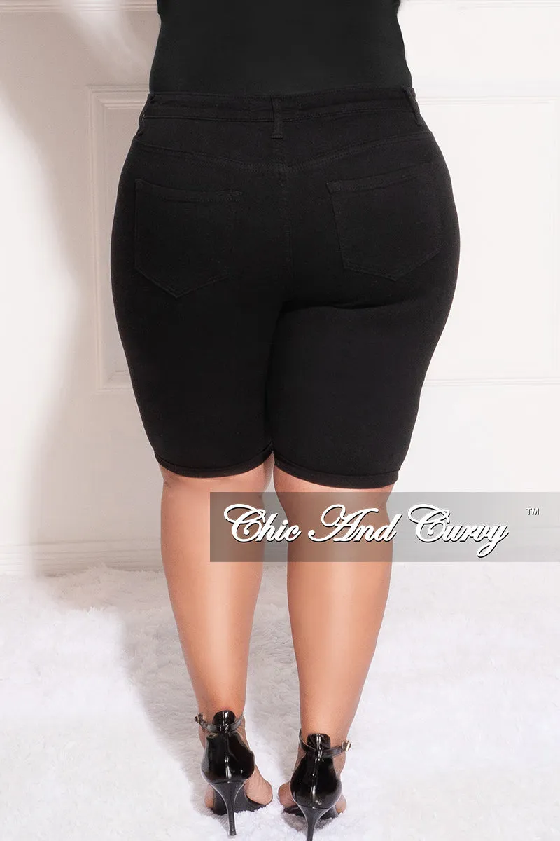 Final Sale Plus Size Bermuda Shorts in Black Performance Support SecureZipperClosures