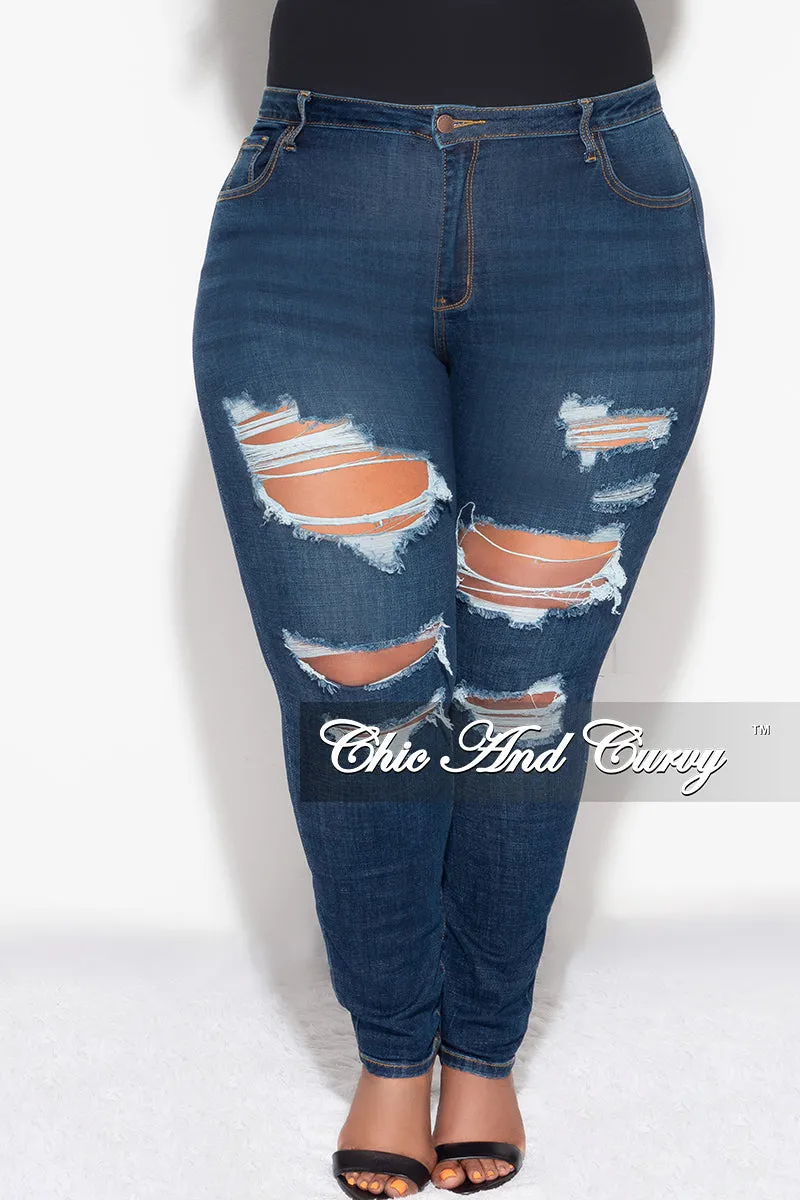 Final Sale Plus Size Distressed Jeans in Dark Denim Simple and Cozy