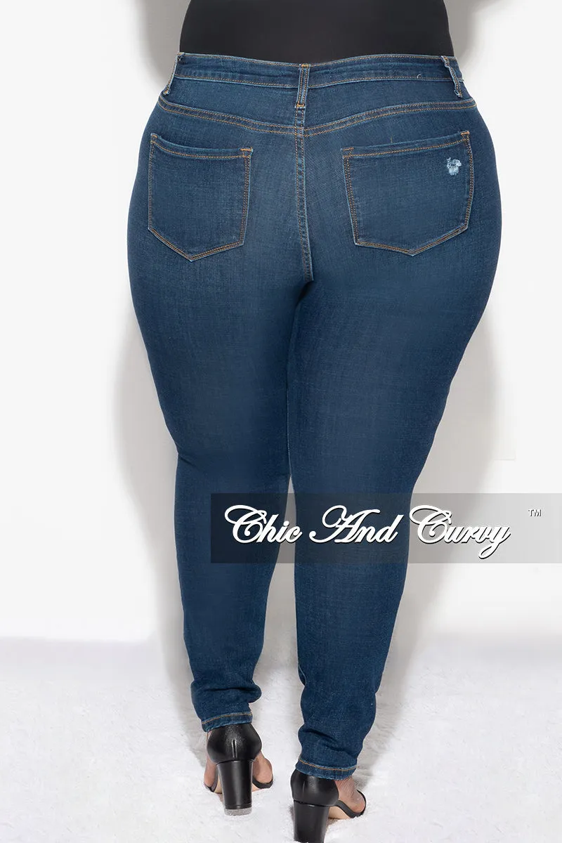 Flattering Design Wear Compact Pack Final Sale Plus Size Distressed Jeans in Dark Denim