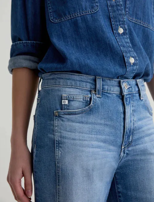 All Rounder Saige Mid-rise Wide Leg Crop With Panel - Rosarito