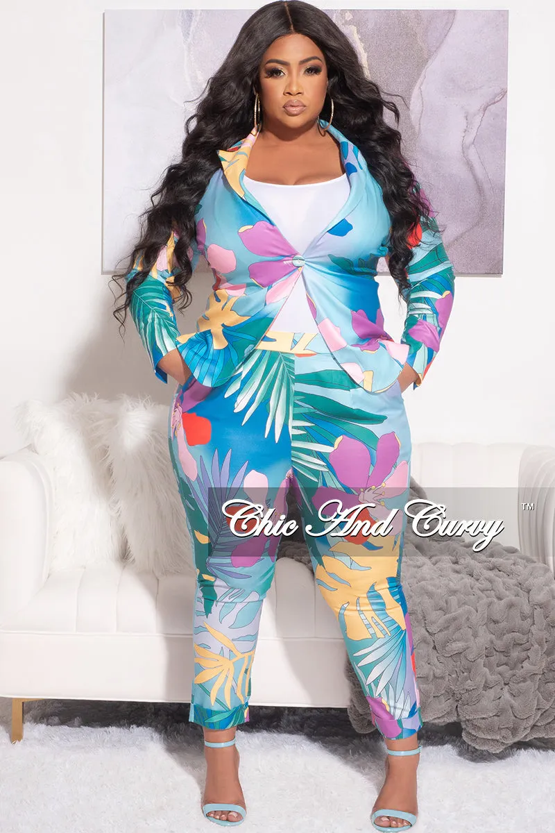 Final Sale Plus Size 2pc Suit in Multi Color Floral Print Timeless Layers