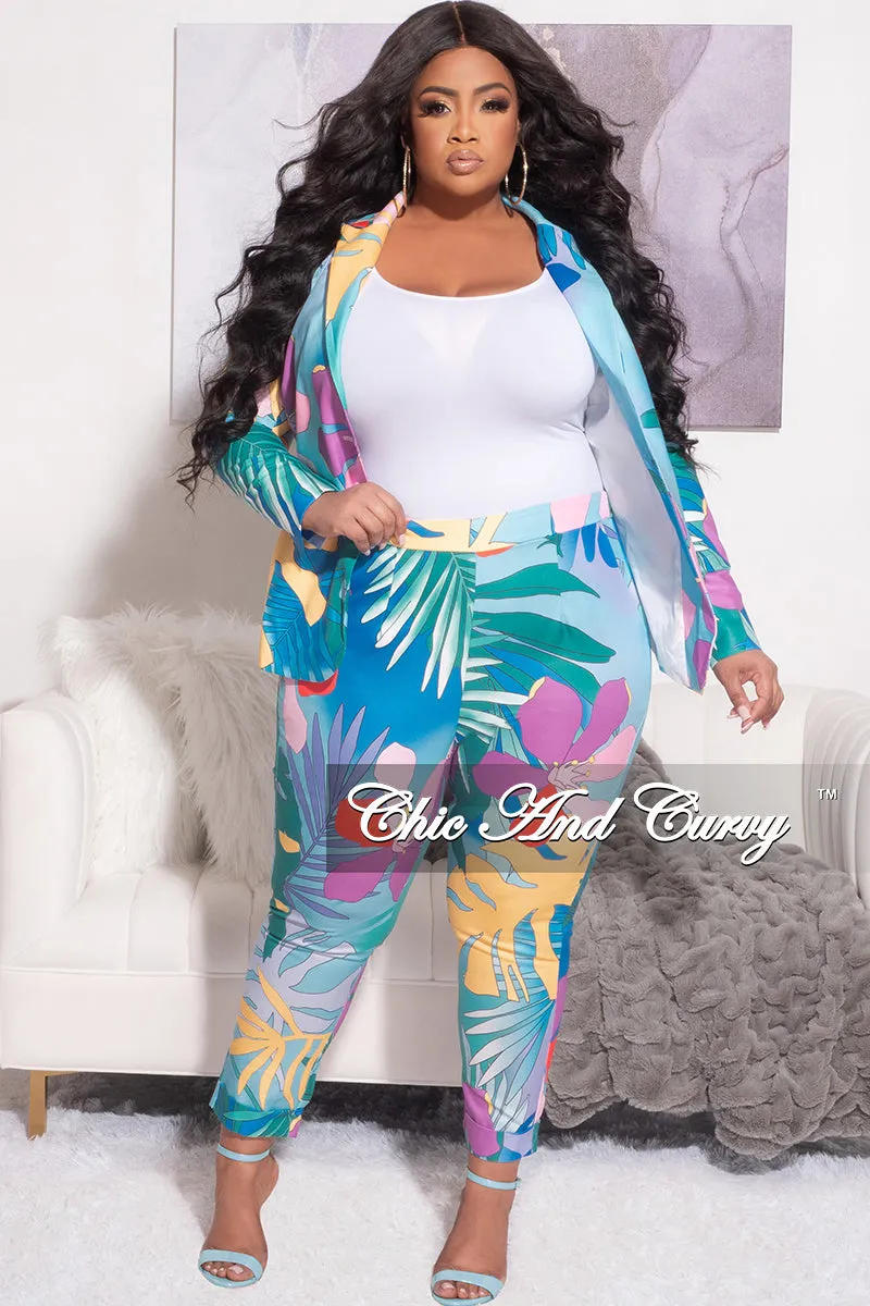 Final Sale Plus Size 2pc Suit in Multi Color Floral Print Athletic Comfort