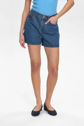 Wrinkle resistant fabric NUVIRGINIA DENIM SHORTS - Dark Blue Denim