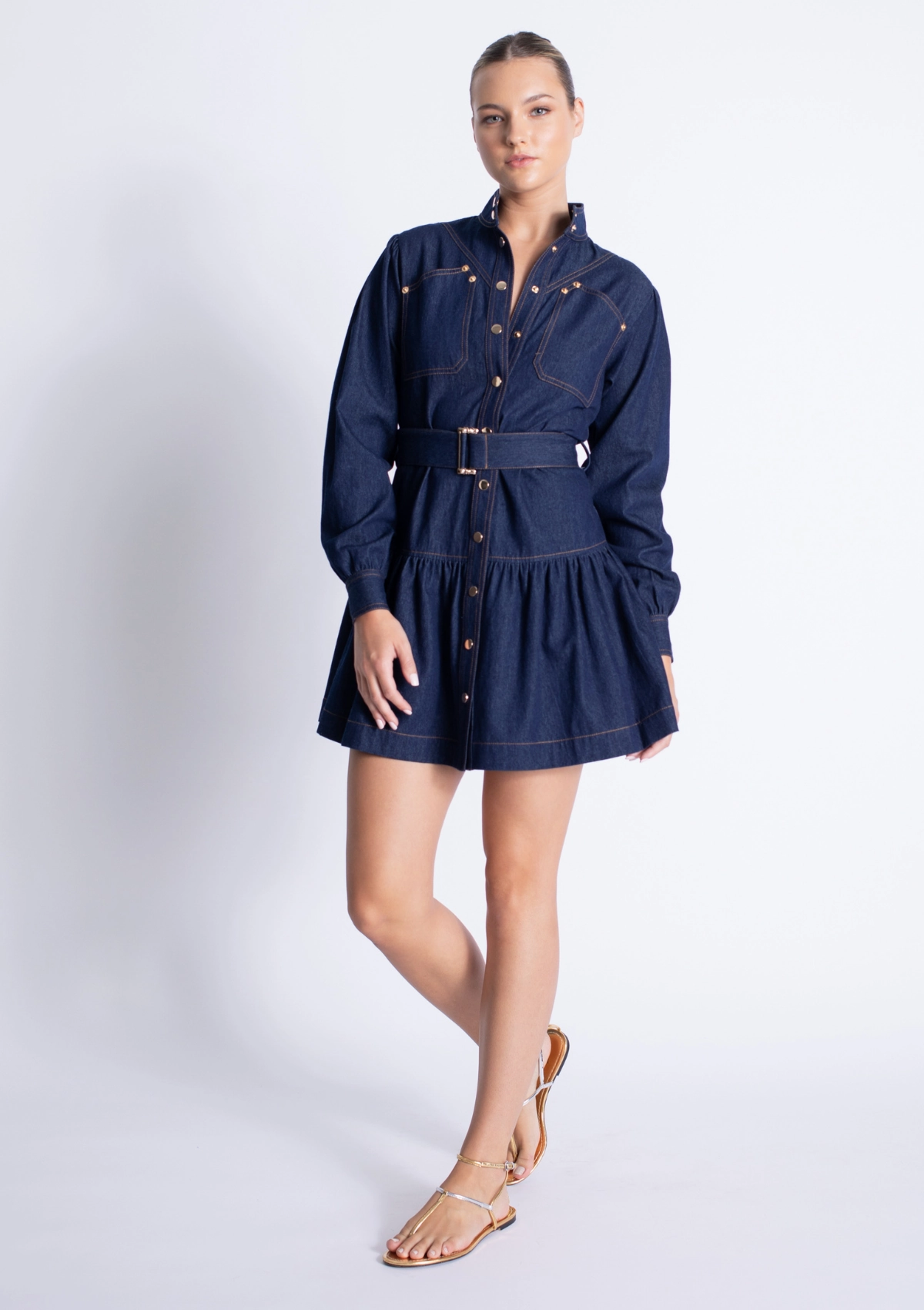 Trendy floral dress Garden Fresh Saraswati Denim Mini Dress
