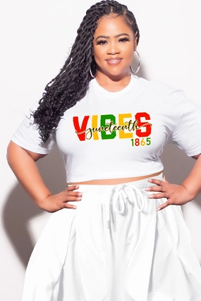 Loose Fit Final Sale Plus Size Oversized Unisex Fit White T-Shirt Juneteenth Vibes 1865