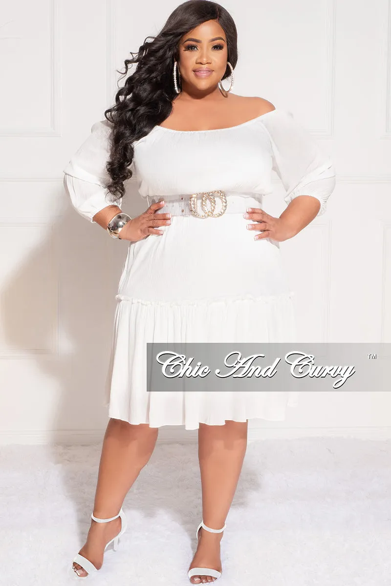 Final Sale Plus Size Off the Shoulder Tiered Dress in White Chic Design Wear High Stretch Fit