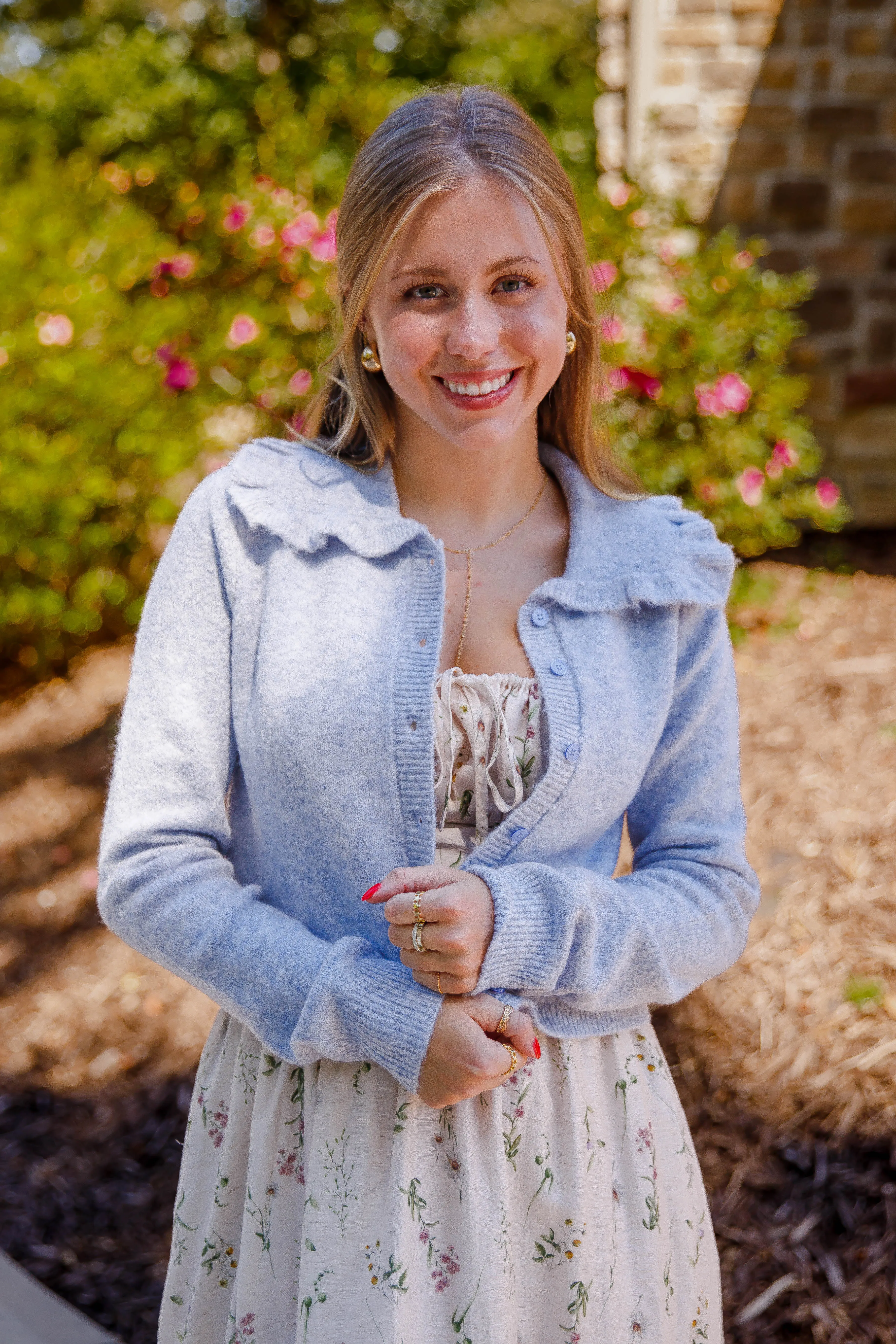 Frills and Thrills Cardigan-Baby Blue BlendMaterials Reinforced Hems