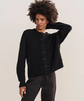 Hayes Crewneck Cardigan Stretch Ribbing Essential Look