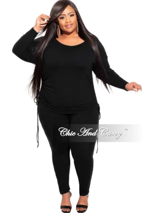Final Sale Plus Size 2-pc Pants Set with Ruched Top in Black All-Purpose Wear Smart Wear