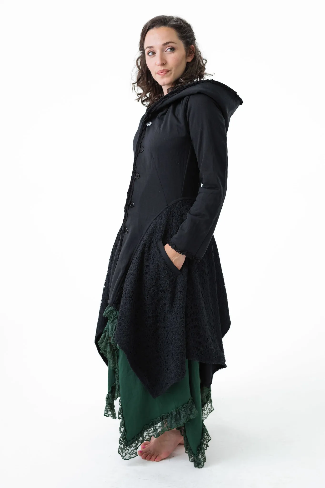 Crochet Rag Coat Ethical Manufacturing Detachable Hood