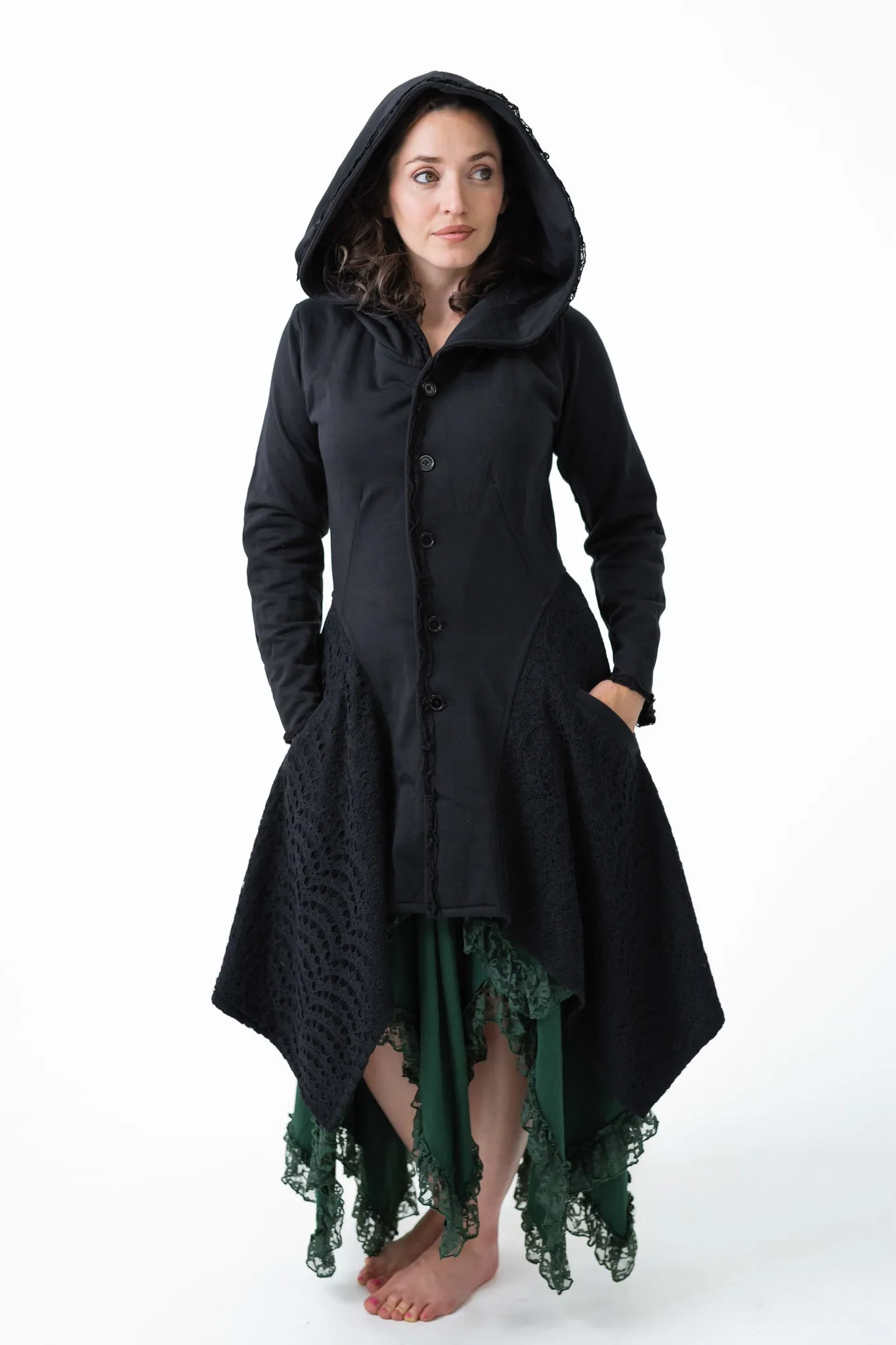 Crochet Rag Coat Glow In The Dark Trim Adjustable Hood System