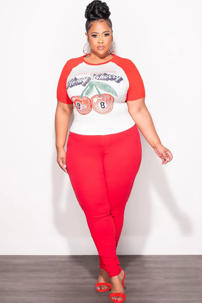Full Comfort Sleek Look Final Sale Plus Size Jeans in Red (Jeans Only)