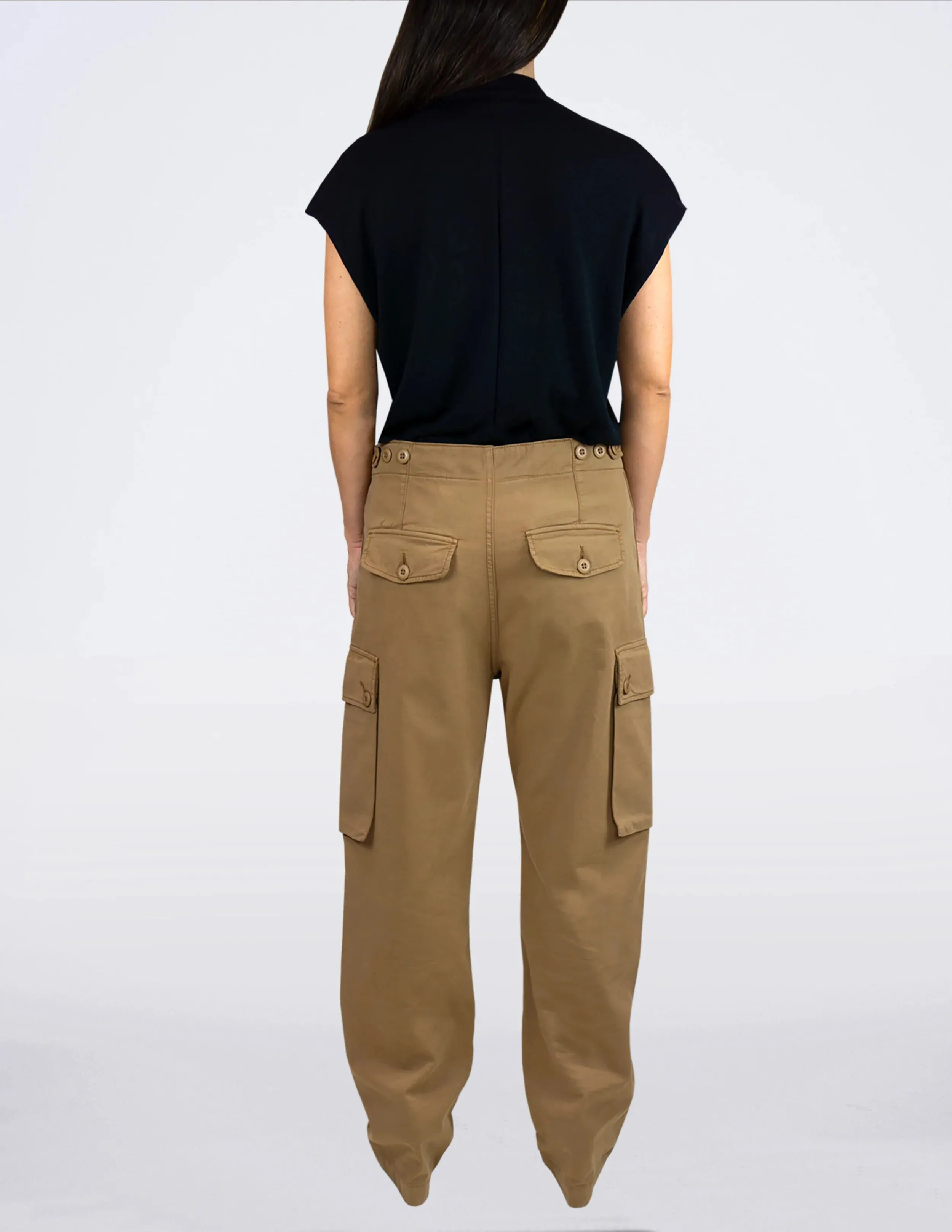 High Waist Sundry DSTLD Women's Cargo Pant in Ermine